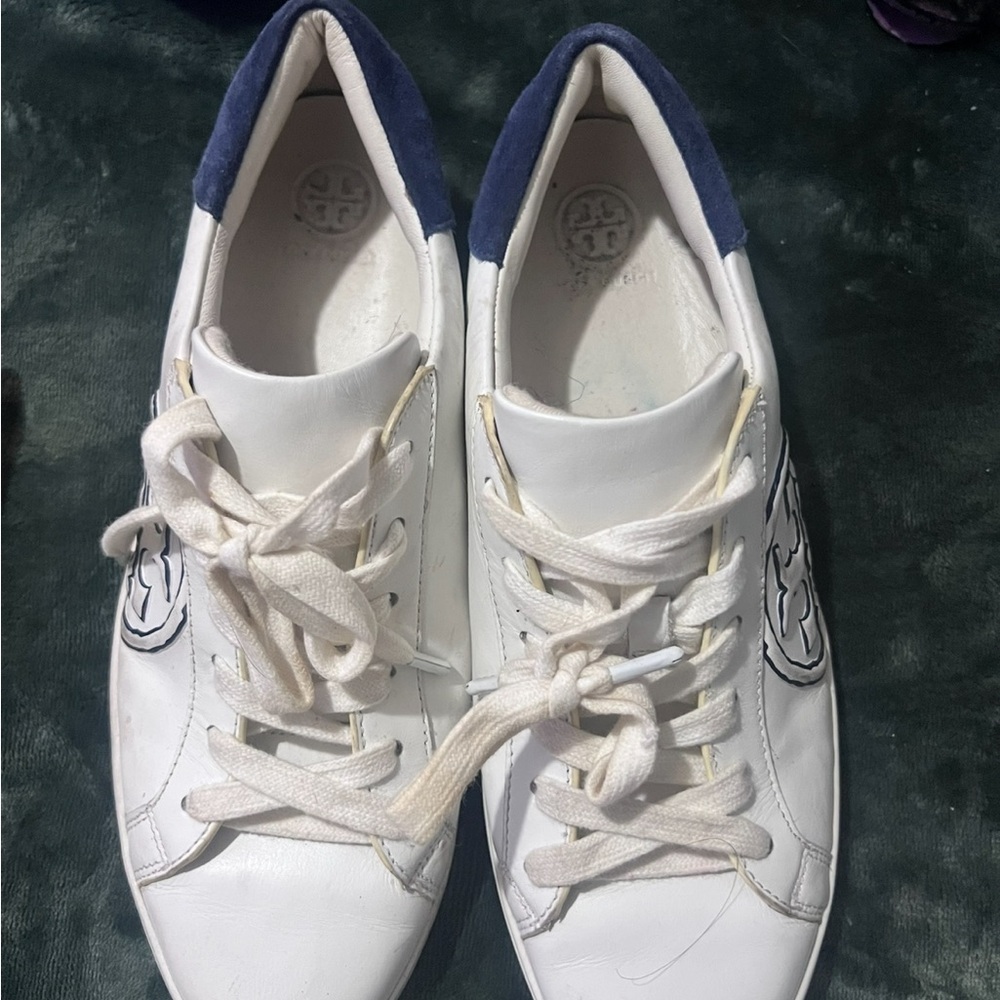 Women's White and Blue Sneakers